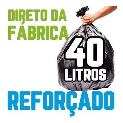 Saco de Lixo Kit 1.000un 40L Preto Reforçado em Plástico para Uso Doméstico Higipack