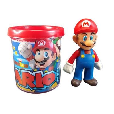 Kit Boneco Articulado com Caneca Mario World Nº6 Vinil 12CM Caneca 350ML Smart Bracelet