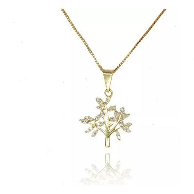Colar com Pingente Árvore da Vida com Zircônias Brancas Folheado Banhado a Ouro 18K Dourado