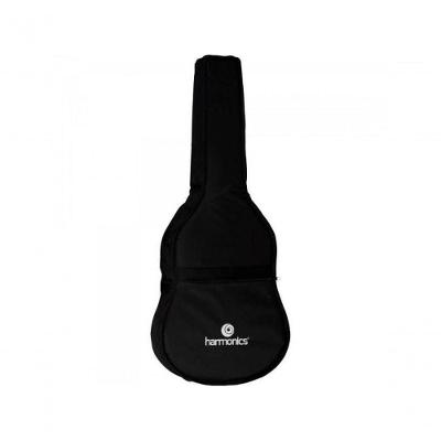 Capa para Violão Folk Nylon Luxo Preta Acolchoada com Bolso Frontal Zíper nas Laterais Harmonics
