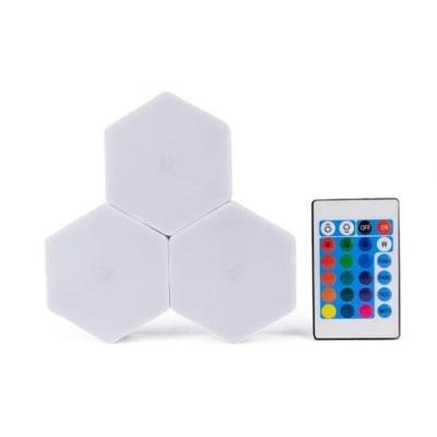 Luminária LED sem Fio Kit 3 Lâmpadas RGB Touch de Encaixe com Controle Remoto Branco