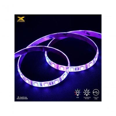 Fita de LED Vinik VX Gaming LRU2 para Setup Gamer RGB 2m USB IP65 com Controle Preto