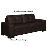 Sofá 2 e 3 Lugares Milano Couro Marrom Fosco Gran Belo - 2