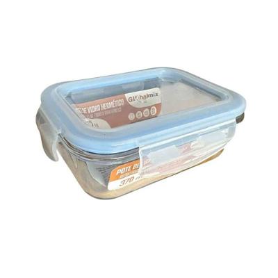 Kit 06 Pote de Vidro Retangular 370ML Hermético Livre de BPA Transparente Globalmix