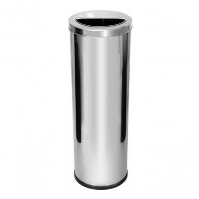 Lixeira OR6 30L Aço Inox com Aro Meia Lua para Uso Comercial Inox