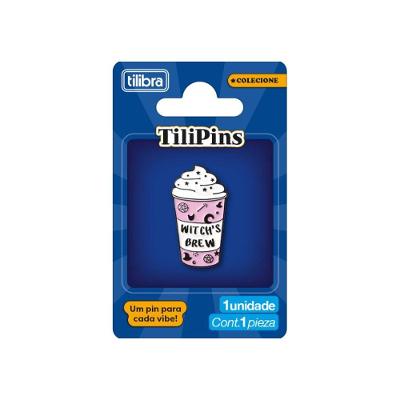 Pin de Metal Tilibra Tilipins Modelo 10 com Trava Segura para Mochilas Tamanho 2,5CM Unidade