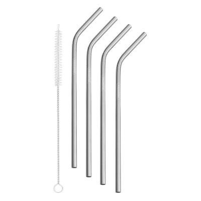 Jogo de Canudos Tramontina em Aço Inox com Escova Reutilizável para Bebidas Frias e Quentes Inox