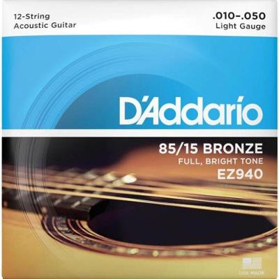 Encordoamento Violão Aço 12 Cordas .010-.050 85-15 Bronze Ez940 D Addario [f002]