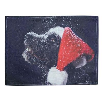 Jogo Americano Estampa Natal Cachorro Natalino 100% Algodão 33CM X 45CM 4 Peças Vermelho