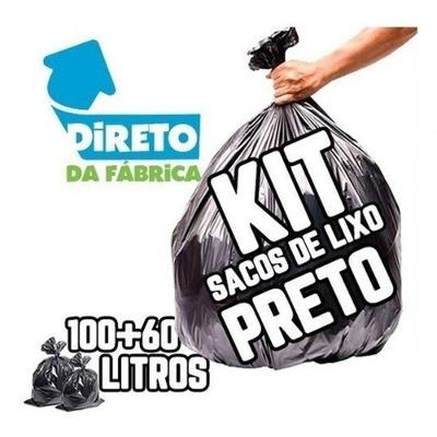 Saco de Lixo Kit 100 + 60 Lts Super Reforçado Preto 100 l e 60 l Higipack