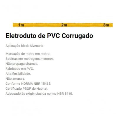 Conduíte Flexível Conduite Flexível PVC 3-4 Corrugado 50 METROS para Instalação Elétrica Amarelo