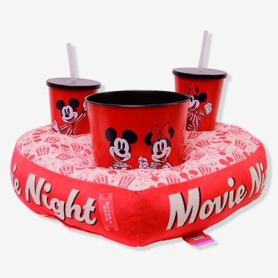 Kit Pipoca Coração Mickey e Minnie Namorados - Disney com Almofada, Baldão 4,2L e 2 Copos Vermelho