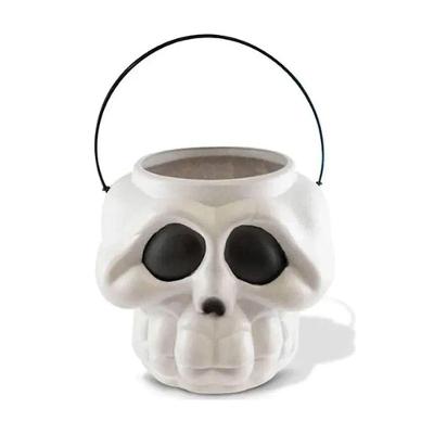 Cesta de Decoração Halloween Cesta Esqueleto Grande para Doces Temática Branco Brasilflex