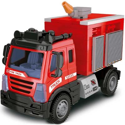 Carro de Controle Remoto R-C Trucks Bombeiro DM Blocks 4+ com Luzes e Blocos Vermelho DM Toys