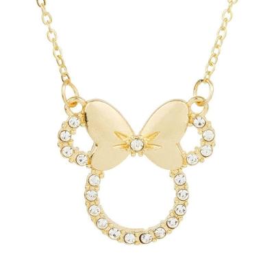 Colar com Pingente Disney Minnie Dourado Brilhante em Metal 16 cm Dourado para Presentear