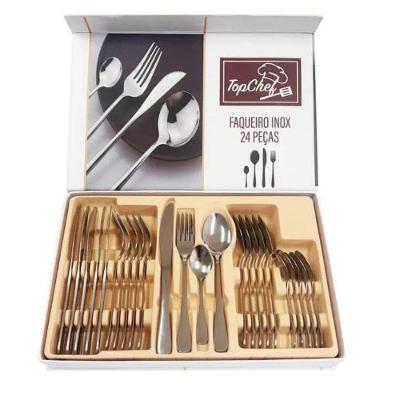 Jogo de Faqueiro 24 Peças em Aço Inox para Mesa Posta Cor Inox Top Rio Comercial