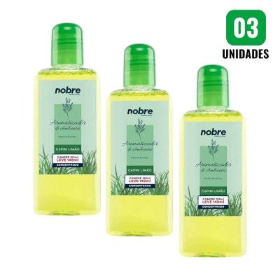 Kit 3 Aromatizantes de Ambiente Capim Limão Líquido Concentrado com Alta Fixação 140ML