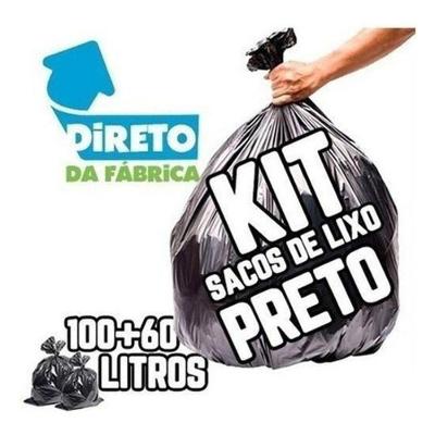 Saco de Lixo Kit 100 Lts Super + 60 Lts Reforçado para Uso Doméstico Preto Higipack