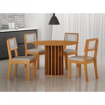 Sala De Jantar Mdf Redonda 4 Lugares Florença - Arbo Design