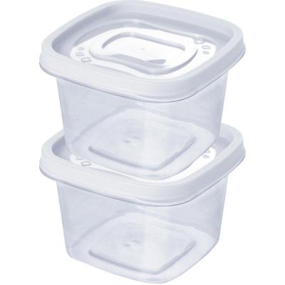 Kit 2 Potes Clic Quadrado 500ML para Armazenar Alimentos Plástico BPA FREE Transparente Plasútil