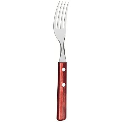 Garfo de Mesa 21102470 em Aço Inox com Cabo de Madeira Vermelho
