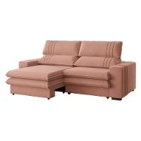 Sofá 2 Lugares Retrátil Noruega 230 Cm Veludo Pés Tabaco - D'rossi Cor Rose - 1