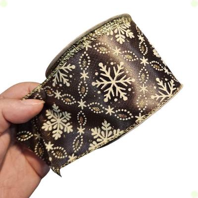Fita Decorativa 01574 6,3 cm X 9,15 m com Arame Marrom Tok da Casa