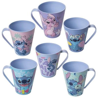 Caneca Plástica Stitch 360ML em PP Resistente Uso Infantil para Lanche Plasútil