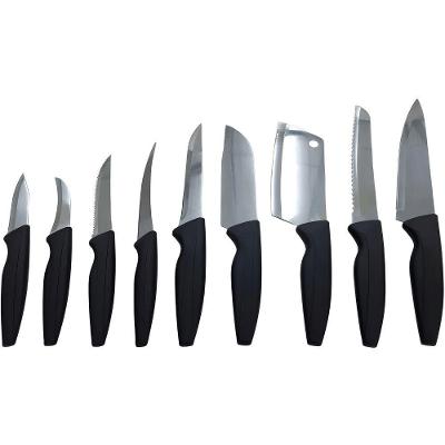 Jogo de Facas Cooking 9 Peças para Cozinha com Cabos Ergonômicos Preto Prata Ke Home