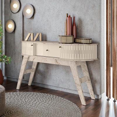Aparador De Sala Pés Retrô De Madeira 136cm Fiorano Calacata-off White M20 - D'rossi