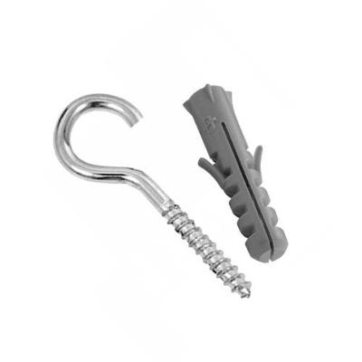 Gancho com Bucha 5'' (Cento) 3 e 5mm X 40mm em Aço Baixo Carbono para Fixação Firme Jomarca