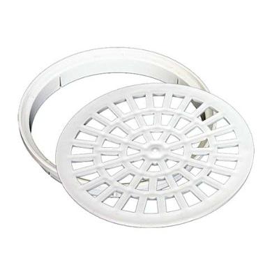 Grelha Redonda para Caixa Sifonada 100mm com Suporte Branco em Polietileno para Escoamento de Água