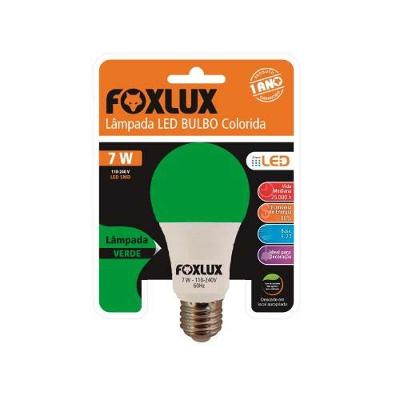 Lâmpada LED Color A60 7 Watts Verde Bivolt de Alta Eficiência para Jardins e Fachadas Foxlux