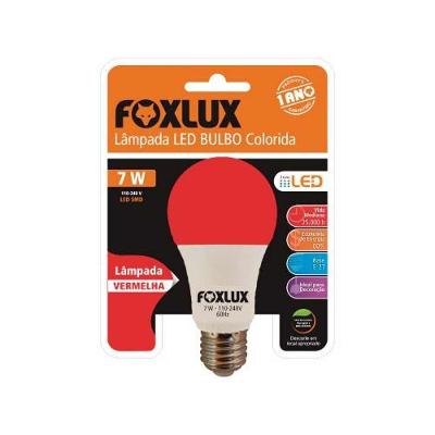 Lâmpada LED Color A60 7W Vermelha Bivolt com Economia de Até 80% de Energia Foxlux