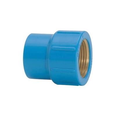 Luva Hidráulica Luva Azul PVC 20MM X 1-2'' PN 750 KPA com Junta Soldável e Roscável em Latão Azul