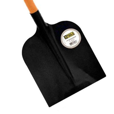 Pá Chipa Quadrada Temperada 28X25CM com Cabo Longo de Madeira para Campo e Jardinagem Dtools