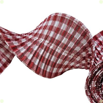 Fita Aramada Decorativa Xadrez Vermelha – 12CM X 4,57M em Tecido com Arame Vermelho e Branco Grillo