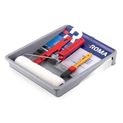 Kit Pintura Rolo de Lã 23cm 05 Peças com Trincha Bandeja Garfo e Mexedor para Uso Interno e Externo