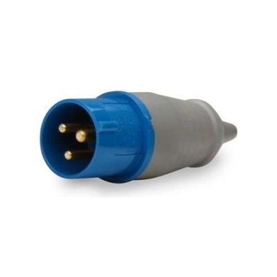 Plug Industrial 32A 2P+T 220V 240V IP44 para Instalações Elétricas Profissionais Azul Soprano