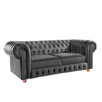 Namoradeira Chesterfield Bourbon 3 Lugares Via Encanto Veludo Cinza - 1