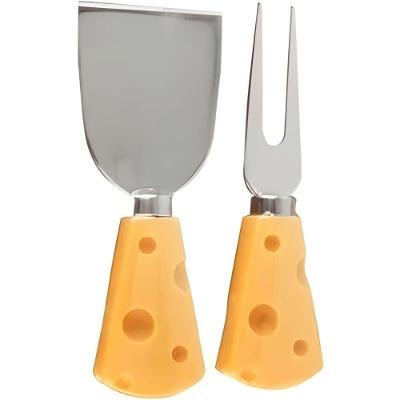 Conjunto para Queijos e Frios CK4579 em Aço Inox e Plástico com 2 Peças Amarelo Clink