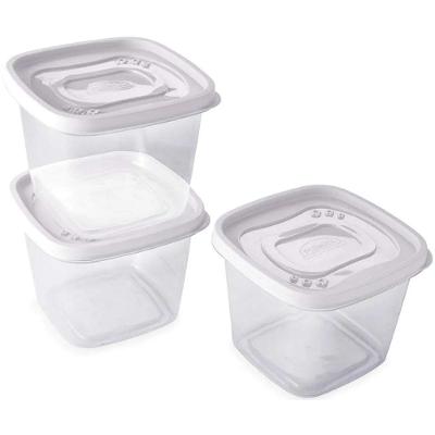 Kit 3 Potes Clic Quadrado 1,2L para Alimentos em Plástico Empilhável Transparente Plasútil