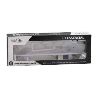 Kit de Acessórios para Banheiro Essencial com 5 Peças Branco Bella Arte