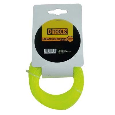 Linha para Cortar Grama Nylon Redonda 2MM X 15 METROS Alta Durabilidade Amarelo Dtools