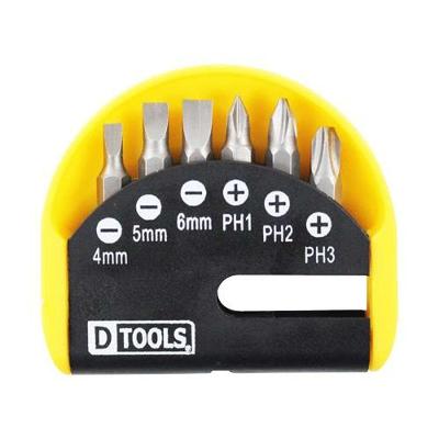 Jogo de Bits Fenda-Phillips 6 Peças com Estojo em Aço Resistente para Precisão DTOOLS