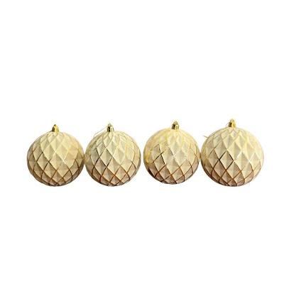 Bolas de Natal Decorativas Jogo Trabalhadas 10CM Kit 4 Unidades Branco Dourado Cromus