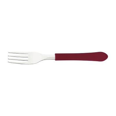 Garfo de Mesa Leme 1 Peça em Aço Inox com Cabo de Polipropileno Vermelho
