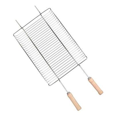 Grelha para Churrasco Big Grill 84CM em Arame Cromado com Cabo de Madeira Prata Mor
