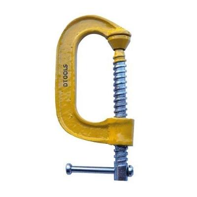 Grampo Tipo C 4'' para Fixação de Peças em Carpintaria e Serralheria Amarelo Dtools