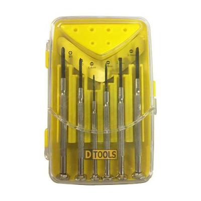 Jogo Chave de Precisão 6 Peças Philips Nº 0 e Nº 1 Fenda 1 e 4mm a 3 e 0mm com Estojo Plástico
